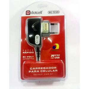 CARREGADOR V8 P/ SMARTPHONE 1A BIVOLT DC-TCV8