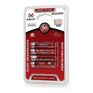 PILHA RECARREGAVEL AAA 1100MAH CARTELA C/4 MOX MO-AAA1100C4 (SR 02)