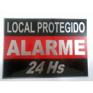 PLACA ALUMINIO LOCAL PROTEGIDO ALARME 24H 205X150 MOD 7