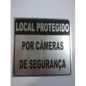 PLACA LOCAL PROTEGIDO CAMERAS DE SEGURANCA 14X14 PS MOD 5