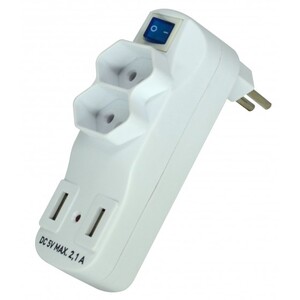 PLUG ADAPTADOR DE TOMADA BIVOLT COM 2 ENTRADAS USB  SL6017